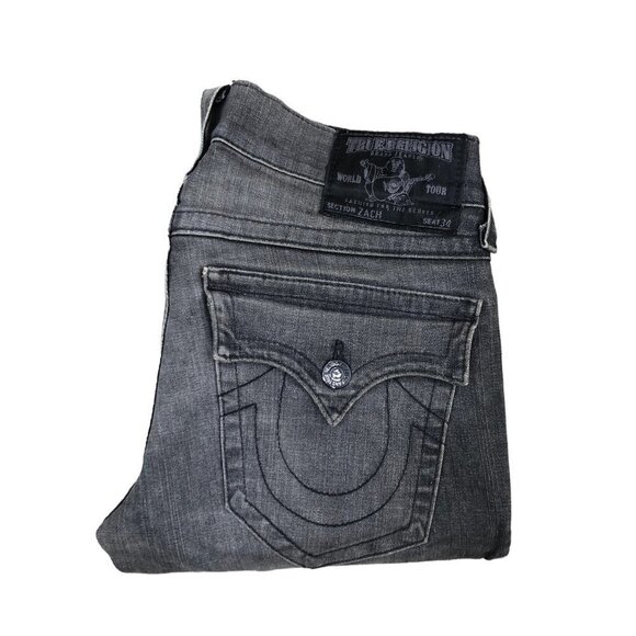 VINTAGE True Religion Jeans Size 31 ZACH Gray - Picture 5 of 7